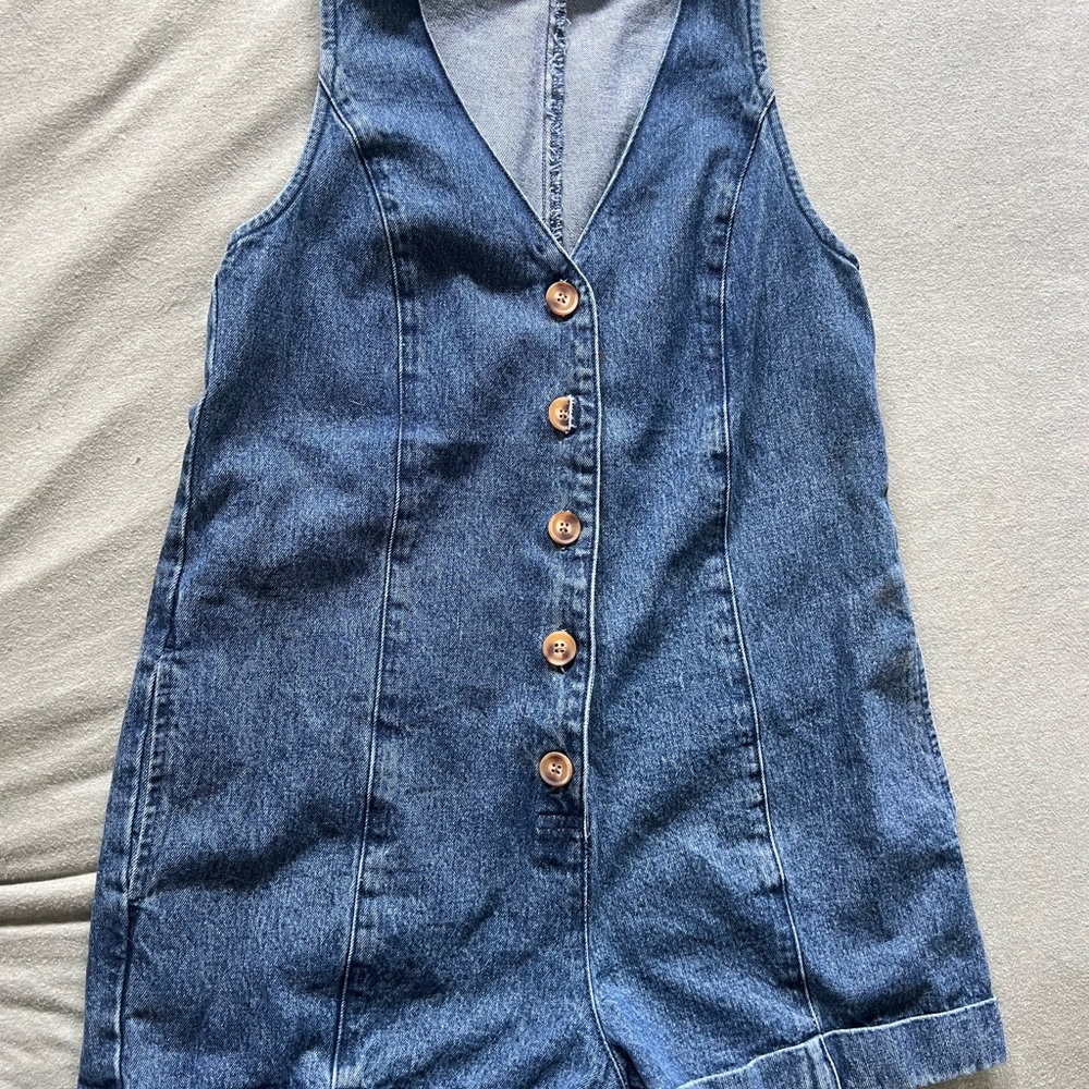 Denim Button-Up Sleeveless Dress